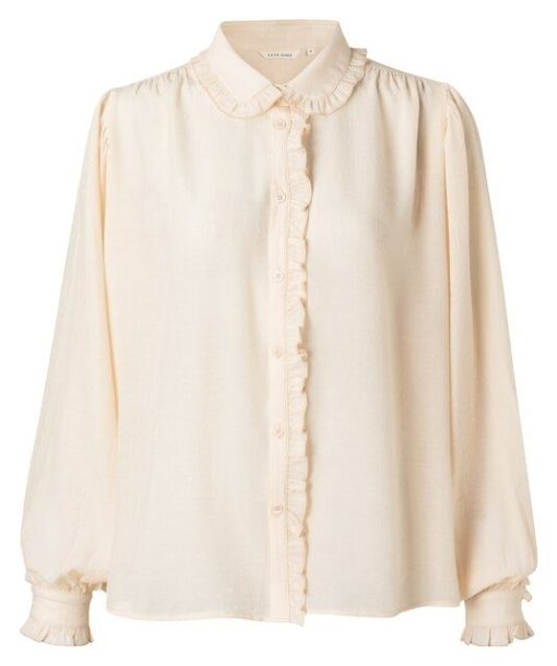 Blouse with ruffled edges