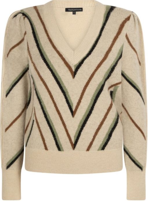 Tramontana V-Neck Stripe Sweater