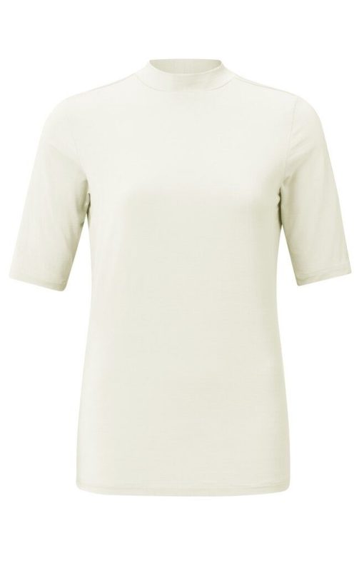 YAYA: Zacht T-shirt met col en korte mouwen in normale pasvorm