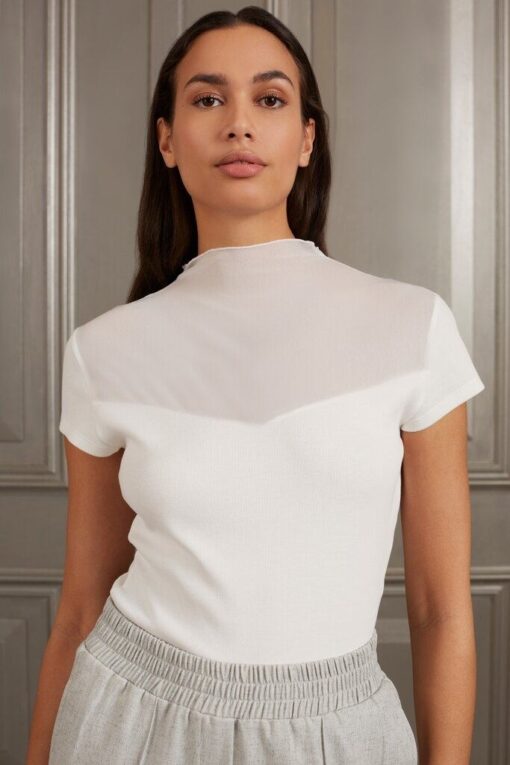 YAYA: Top met kapmouwtjes en transparant detail