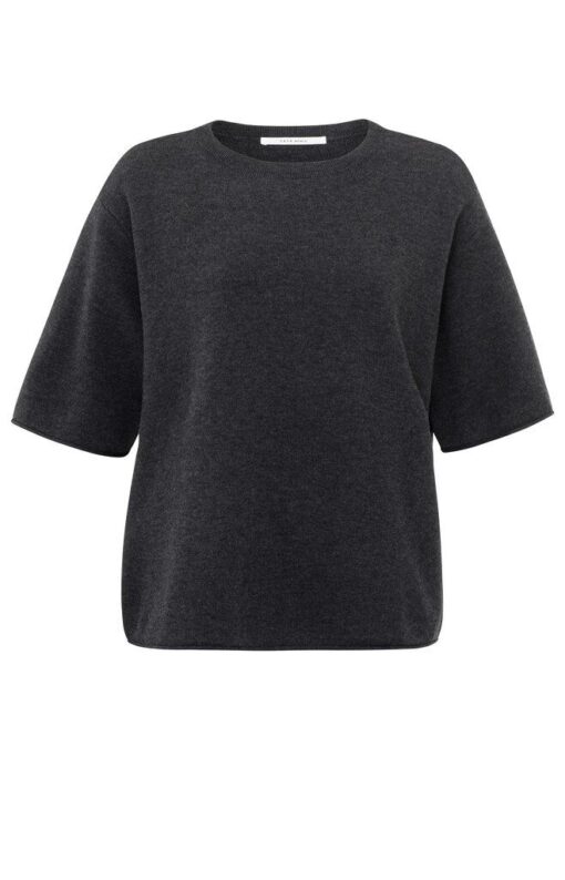 YAYA: Gebreide jacquard trui met ronde hals en korte mouwen