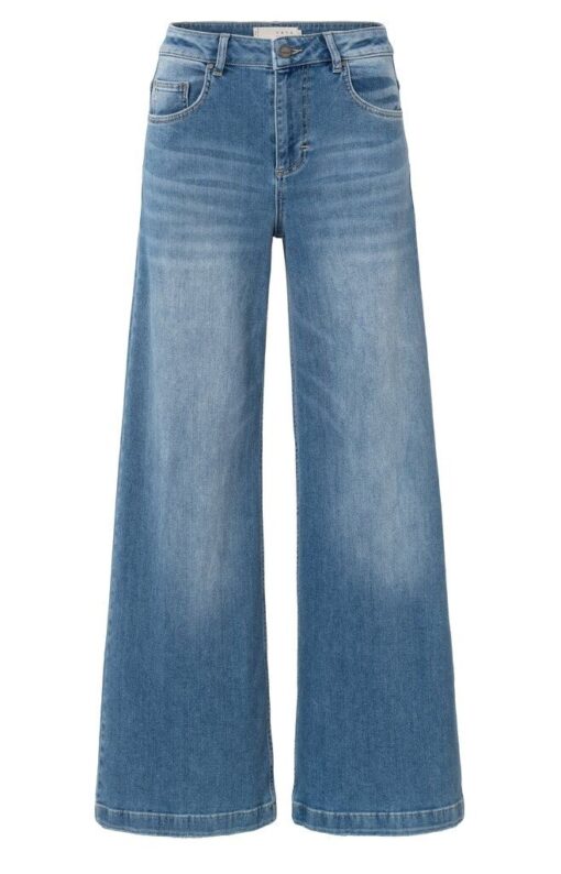 YAYA: Denim broek met extra wijde pijpen en hoge taille - L32