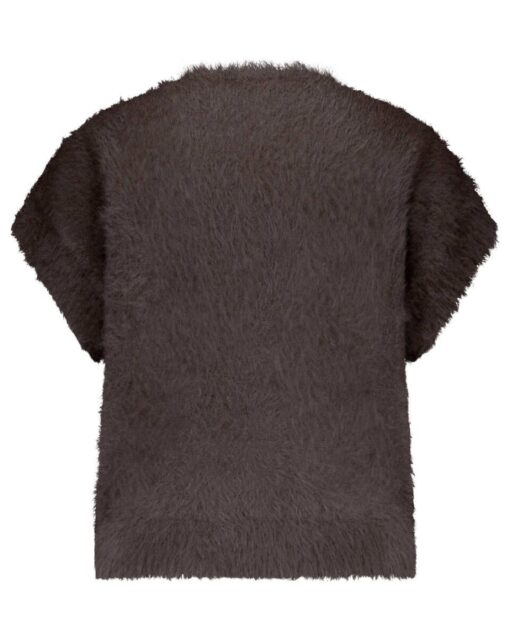 Red Button Sleeveless Fuzzy Vestje