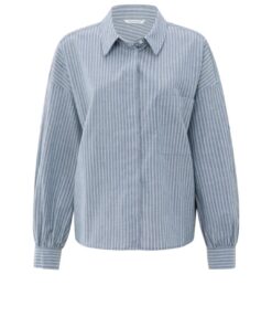 YAYA: Gestreepte blouse met borstzak en lange mouwen
