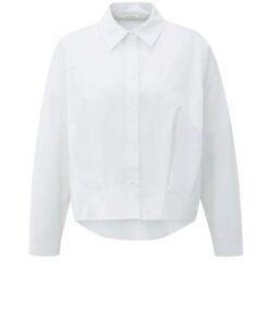 YAYA: Poplin blouse met plooidetails en klassieke kraag