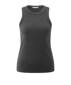 YAYA: Ribgebreid singlet met ronde hals en lichte glans
