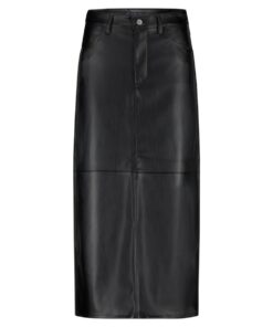 Red Button Aline Faux Leather Skirt