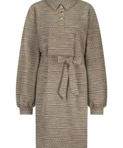 Tramontana Tweed Half Button Collar Dress