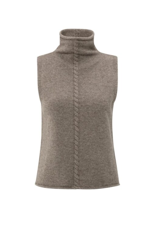YAYA: Mouwloze trui met col en kabeldetail
