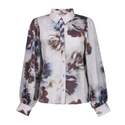 Geisha Grey Blue Print Blouse