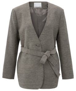 YAYA: Geweven kraagloze blazer met ceintuur
