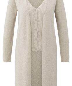 YAYA: Lang vest met kabelgebreide gilet-laag
