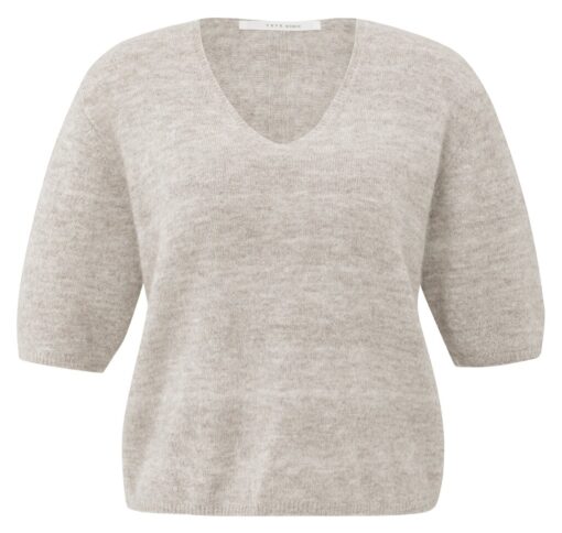 YAYA: Trui met V-hals, melangetextuur en knoopdetails
