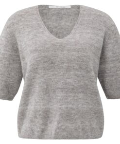 YAYA: Trui met V-hals, melangetextuur en knoopdetails