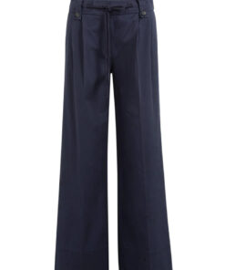 YAYA: Broek met plooien, wijde pijpen en strikkoord in de taille