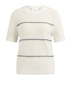 YAYA: Gebreide trui met fluffy strepen en korte mouwen