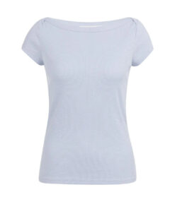 YAYA: Geribde top met boothals en korte mouwen