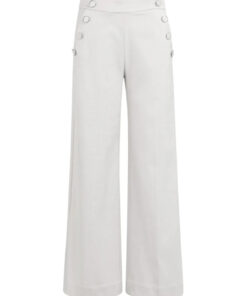 YAYA: Hoge taille broek met sierknopen en wijde pijpen