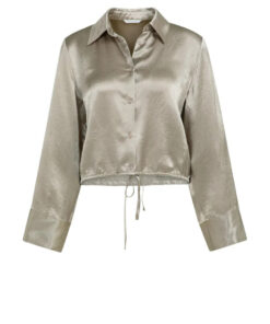 YAYA: Satijnen blouse met trekkoordzoom