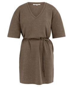 YAYA: Jersey jurk met V-hals en gewassen look