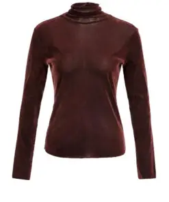 YAYA: Velvet mesh top met hoge hals en lange mouwen