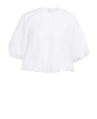 YAYA: Geweven T-shirt met ballonmouwen en rits